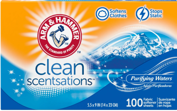 ARM & HAMMER Clean Scentsations 'Purifying Waters' Fabric softener sheets 100 Tücher